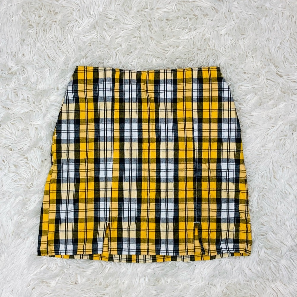 Hollister High Rise Plaid Yellow Women's Skirt